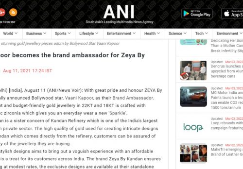 Vaani Kapoor becomes the brand ambassador for Zeya By Kundan