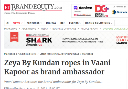 Zeya By Kundan ropes in Vaani Kapoor as brand ambassador