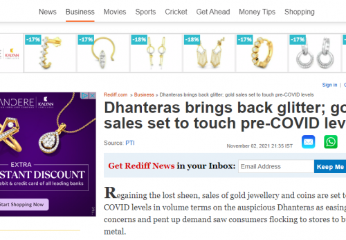 Dhanteras brings back glitter; gold sales set to touch pre-COVID levels