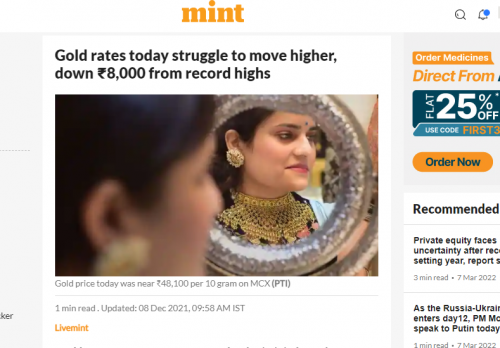 Gold rates today struggle to move higher, down ₹8,000 from record highs