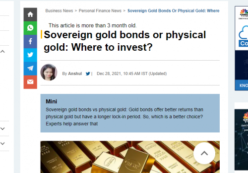 Sovereign gold bonds or physical gold: Where to invest?