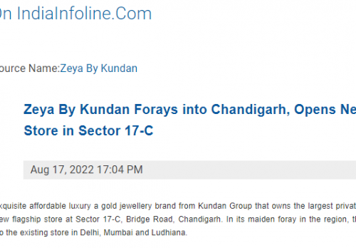 Zeya By Kundan Forays into Chandigarh, Opens New Flagship Store in Sector 17-C